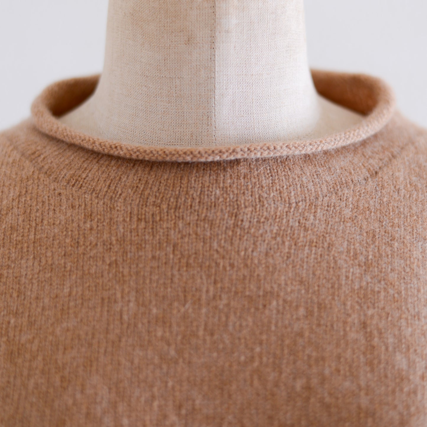 Wool and cashmere high-neck sweater in Camel