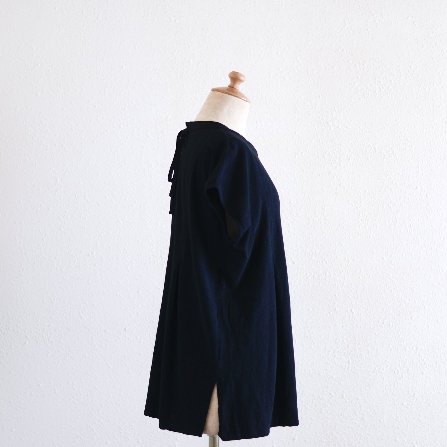 コットンリネンバックリボンプルオーバー Black