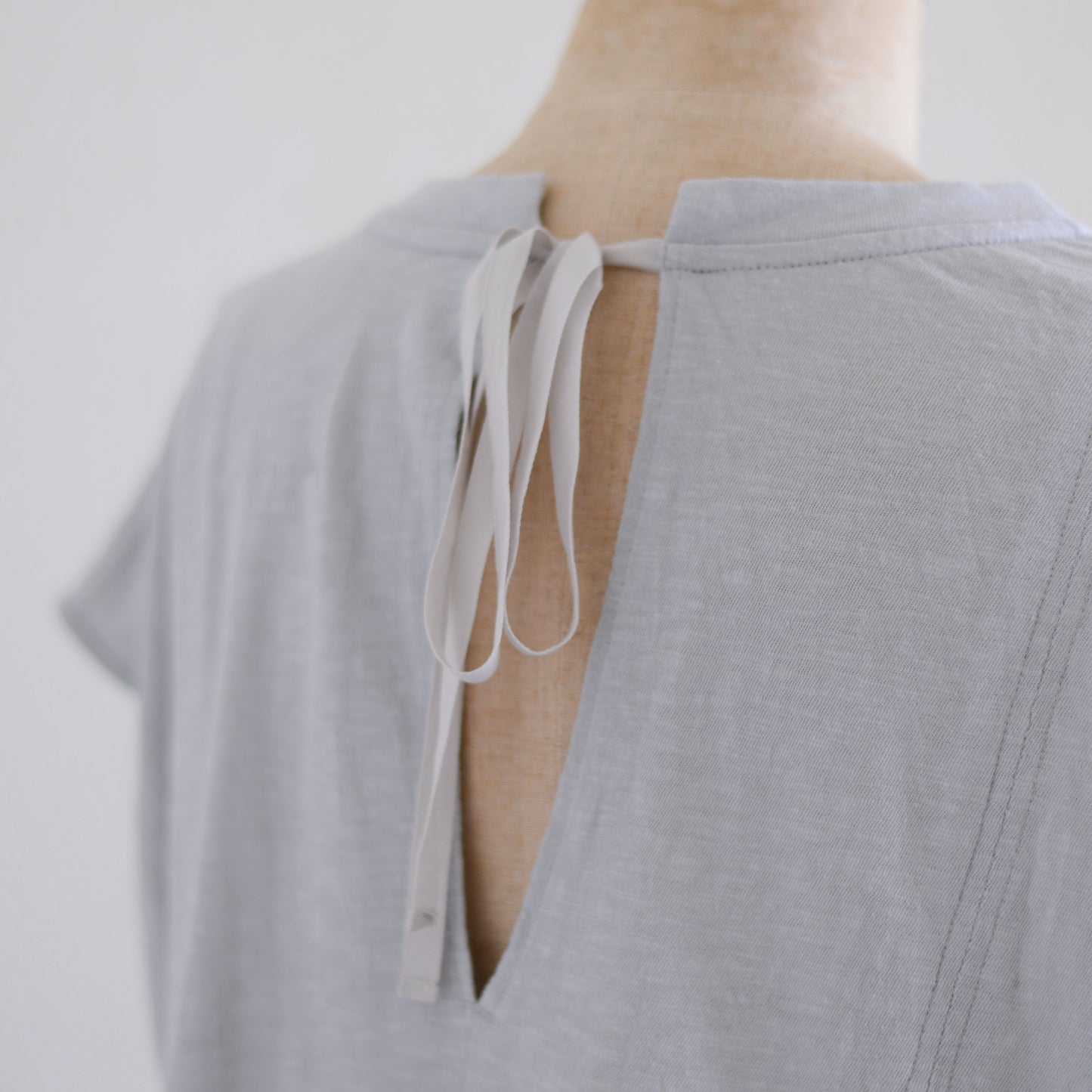 コットンリネンバックリボンプルオーバー Light Gray