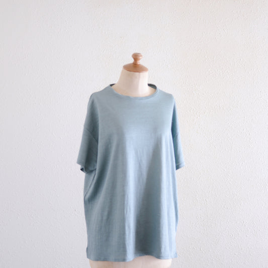 Ramie Short-Sleeve T-Shirt Smoke Blue