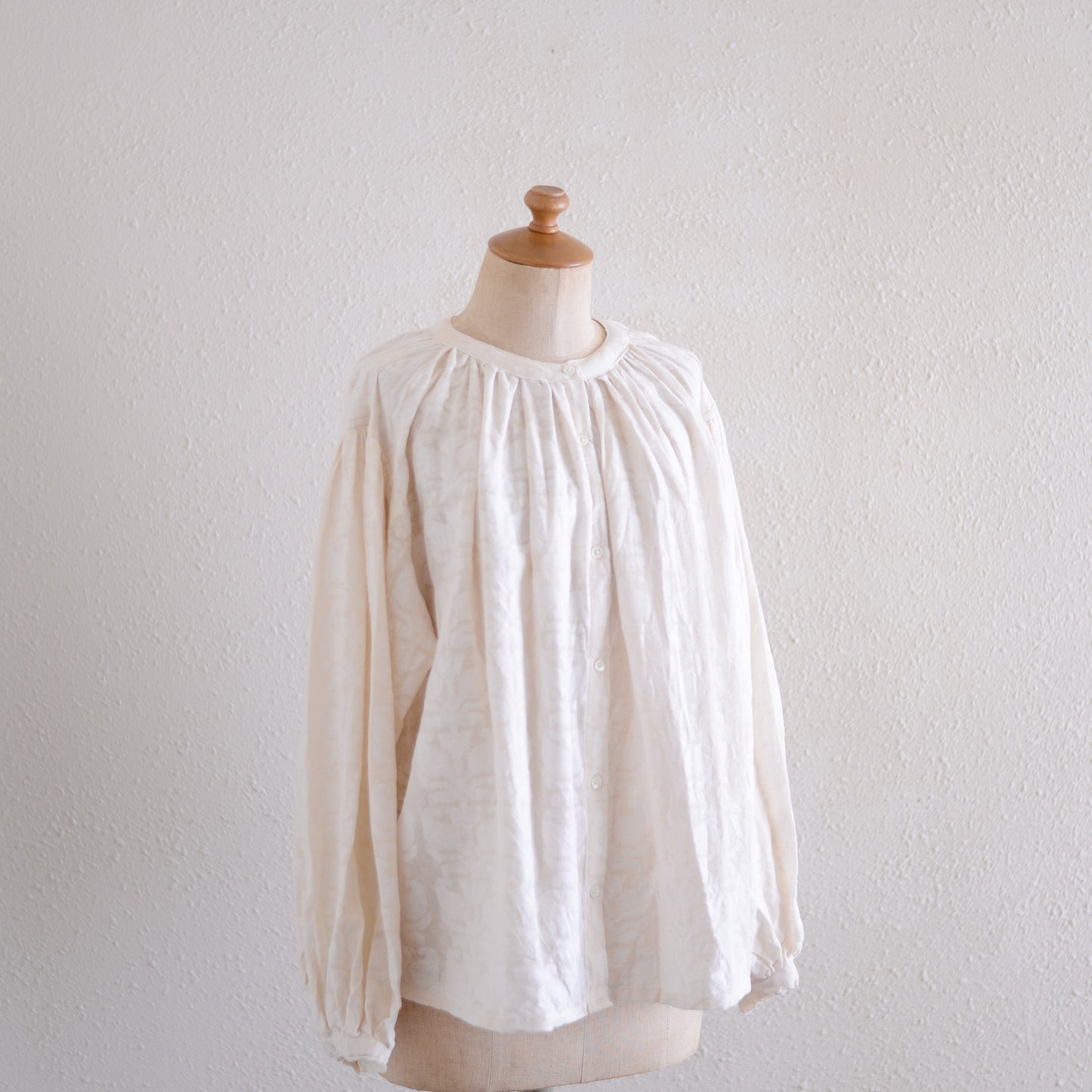 Cotton Jacquard Blouse, Natural