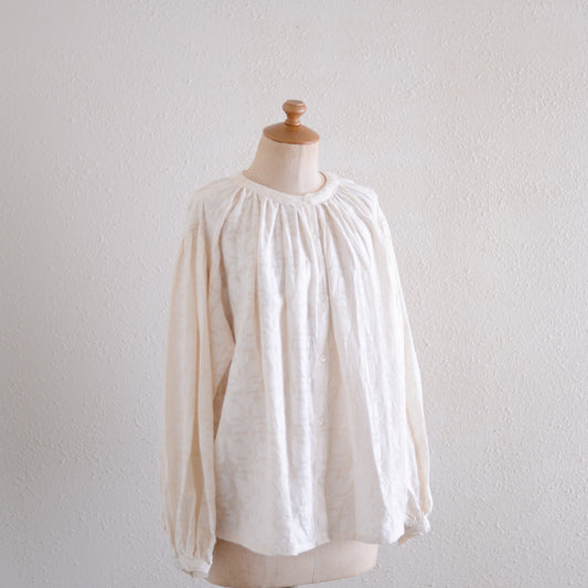 Cotton Jacquard Blouse, Natural