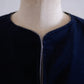 Velvet gathered sleeve short jacket Navy