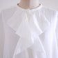 リネンラッフルショートスリーブブラウス  Off White