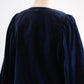 Velvet gathered sleeve short jacket Navy