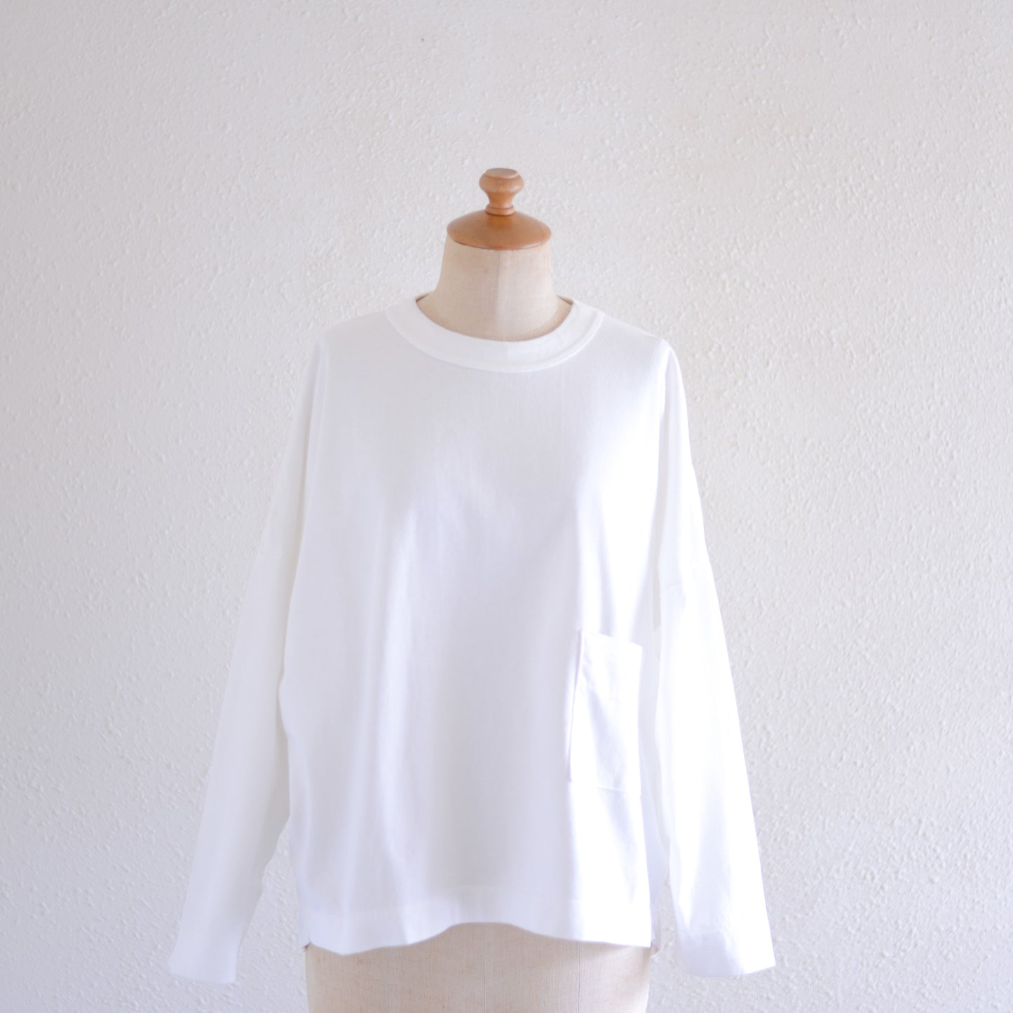 Cotton Drop Shoulder Pocket T-Shirt Off White