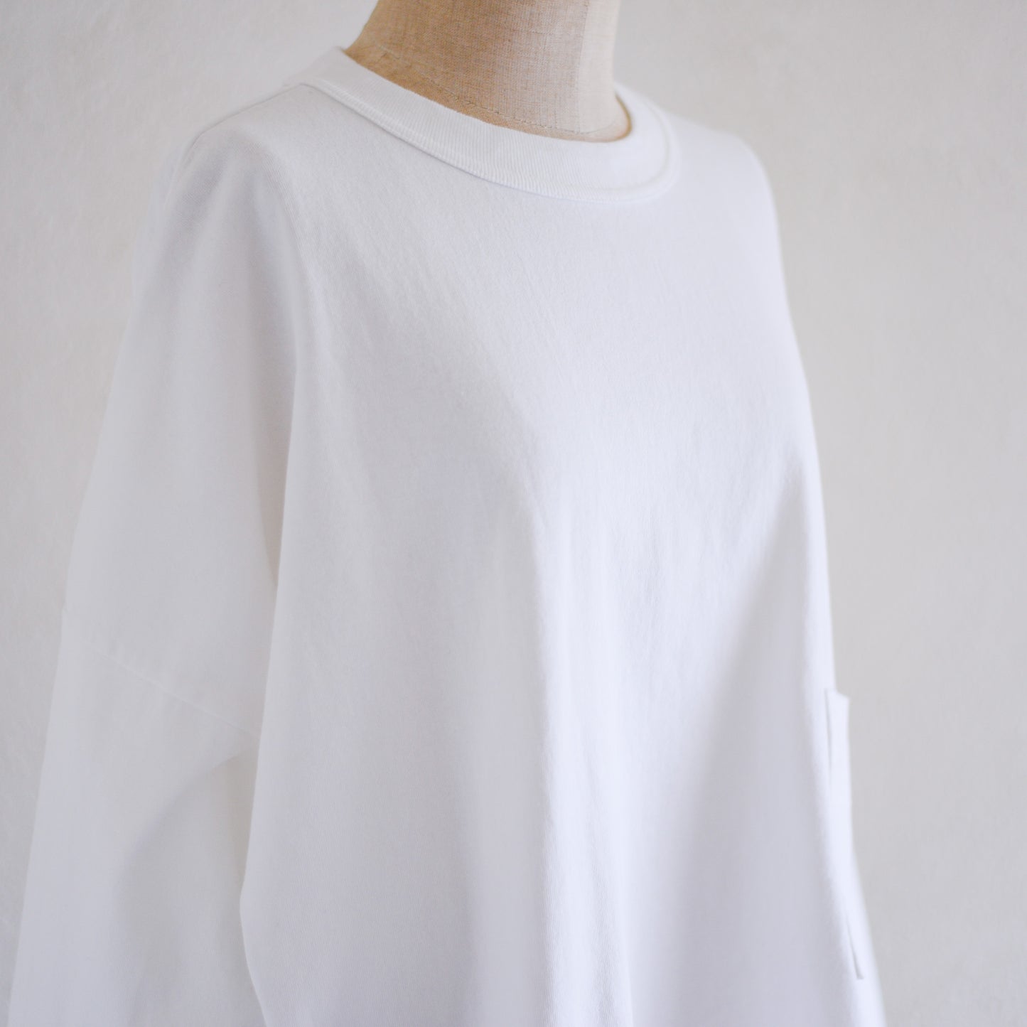Cotton Drop Shoulder Pocket T-Shirt Off White