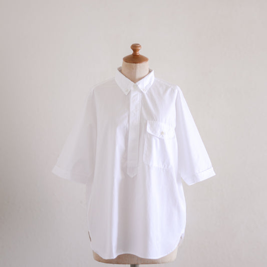 Cotton Raglan Button-Down Shirt Off White