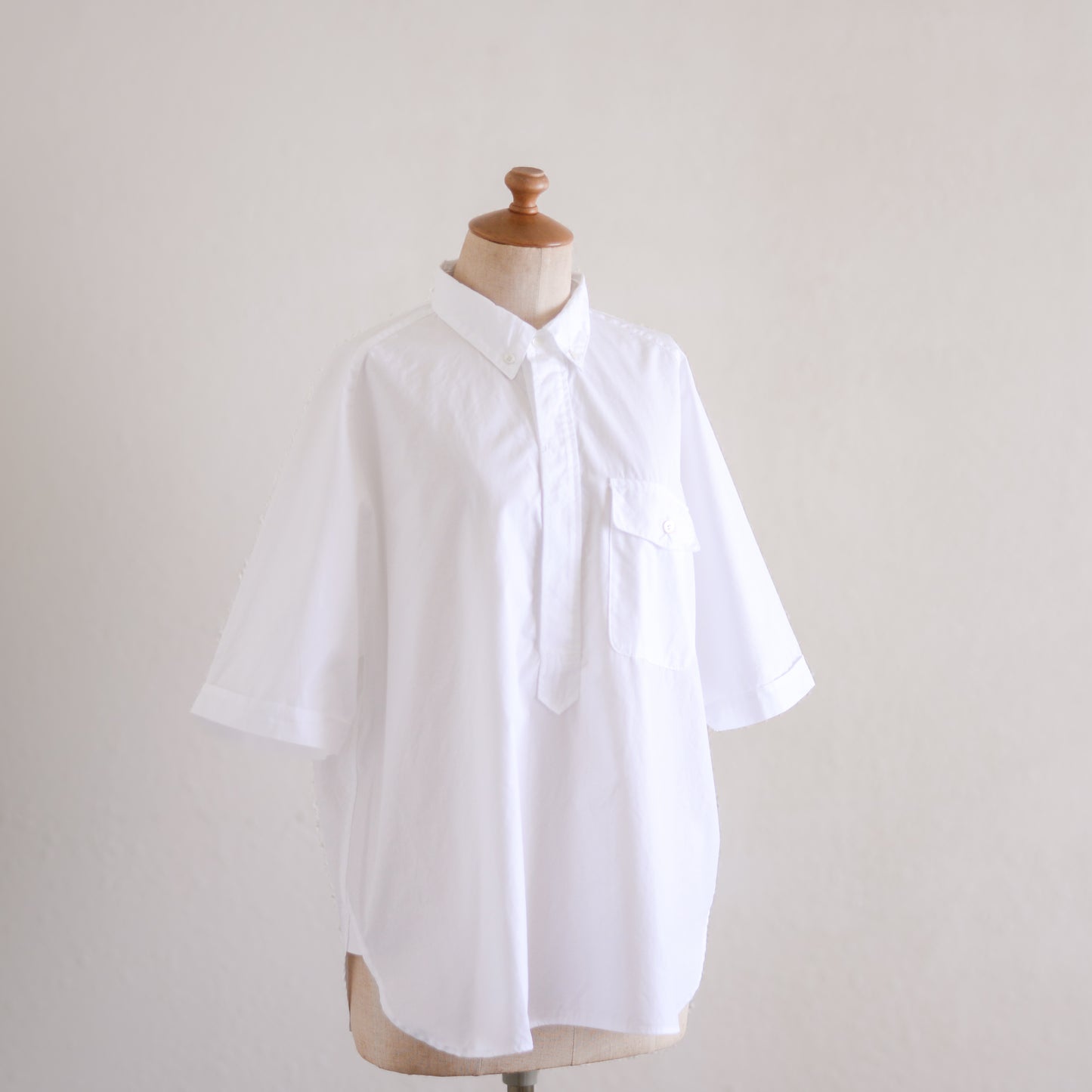 コットンラグランボタンダウンシャツ Off White