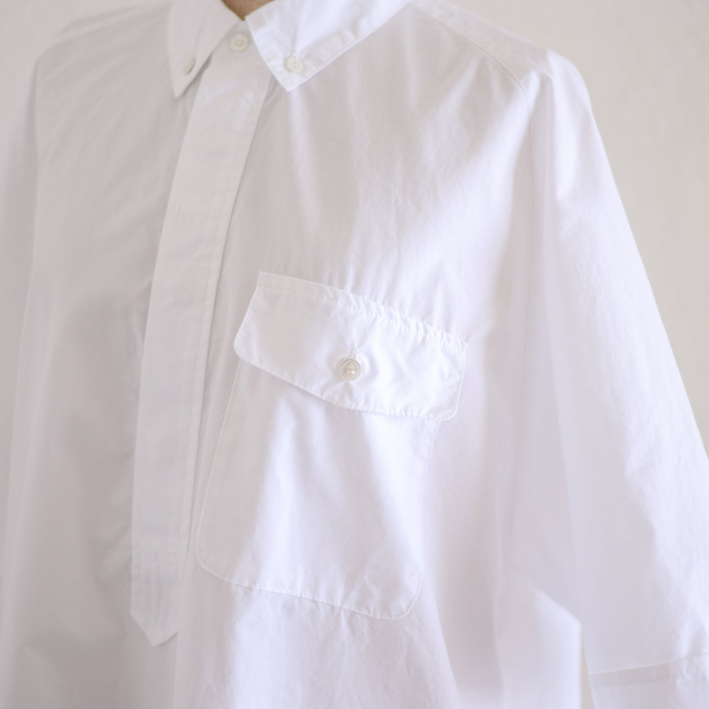 コットンラグランボタンダウンシャツ Off White