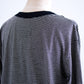 コットンリネン七分袖ボーダーTシャツ Black