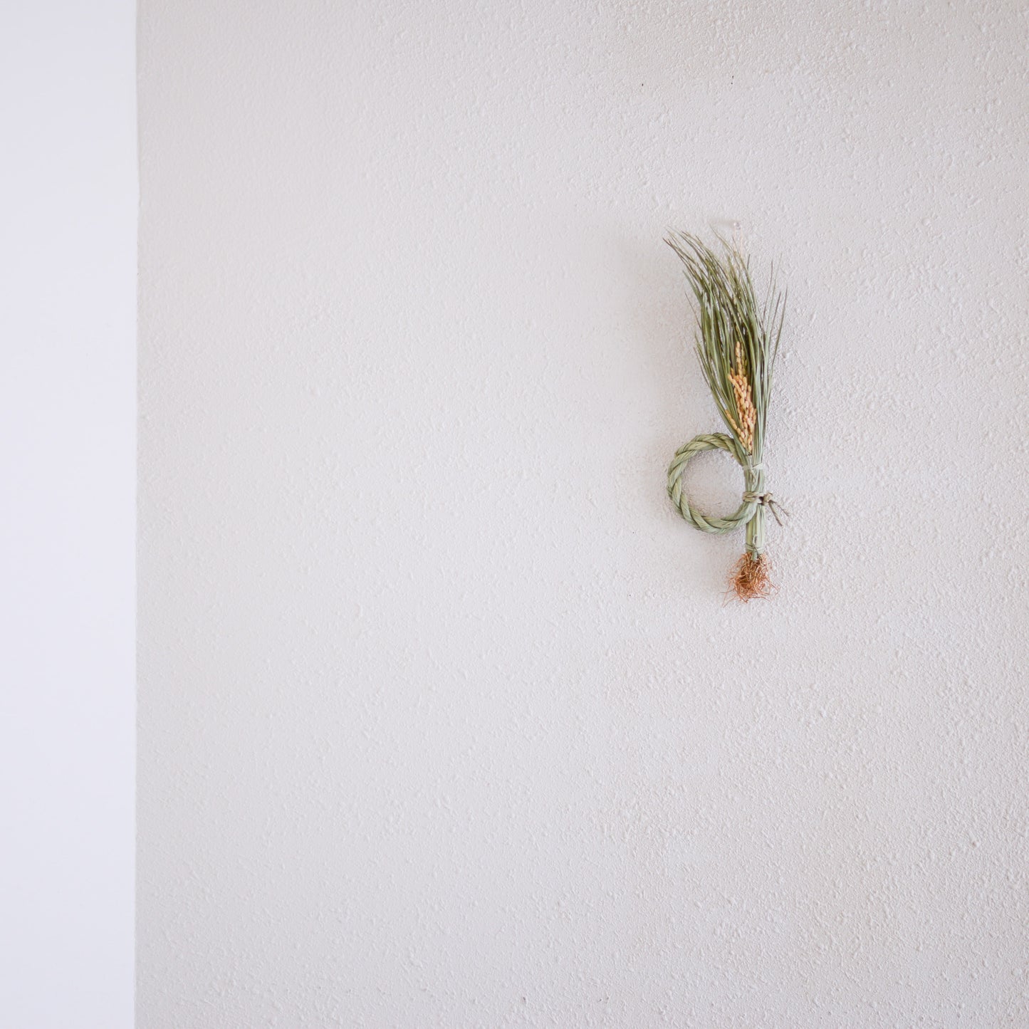 Straw rice ear decoration with roots, small