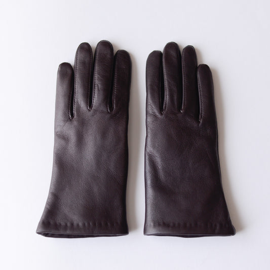 Cashmere-lined leather gloves, Brown