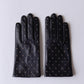 Silk-lined studded leather gloves in Black