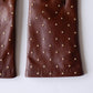 Silk-lined studded leather gloves, Brown