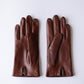 Silk-lined studded leather gloves, Brown