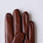 Silk-lined studded leather gloves, Brown