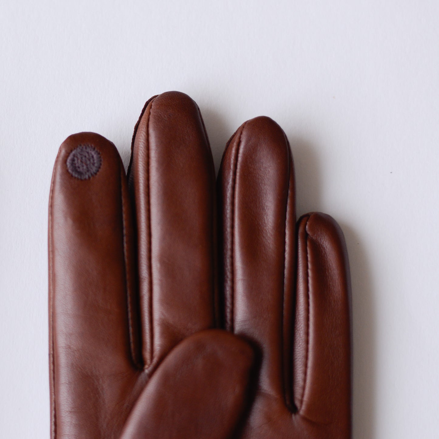 Silk-lined studded leather gloves, Brown