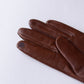Silk-lined studded leather gloves, Brown