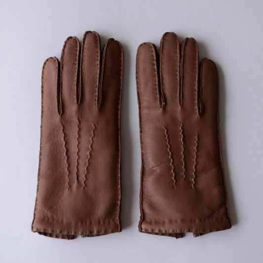 Cashmere-lined deerskin gloves, Brown