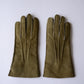 Khaki Curly Shearling Leather Gloves