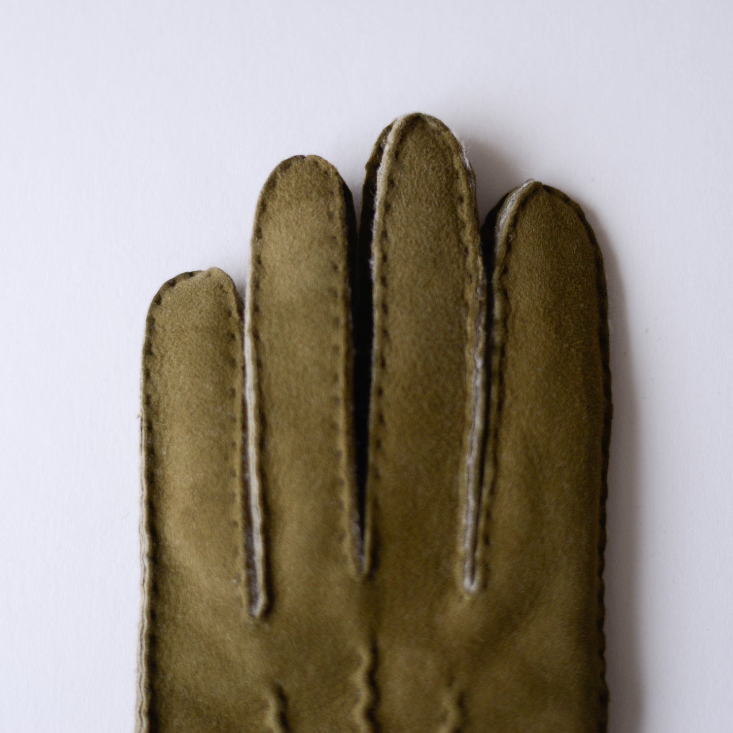 Khaki Curly Shearling Leather Gloves