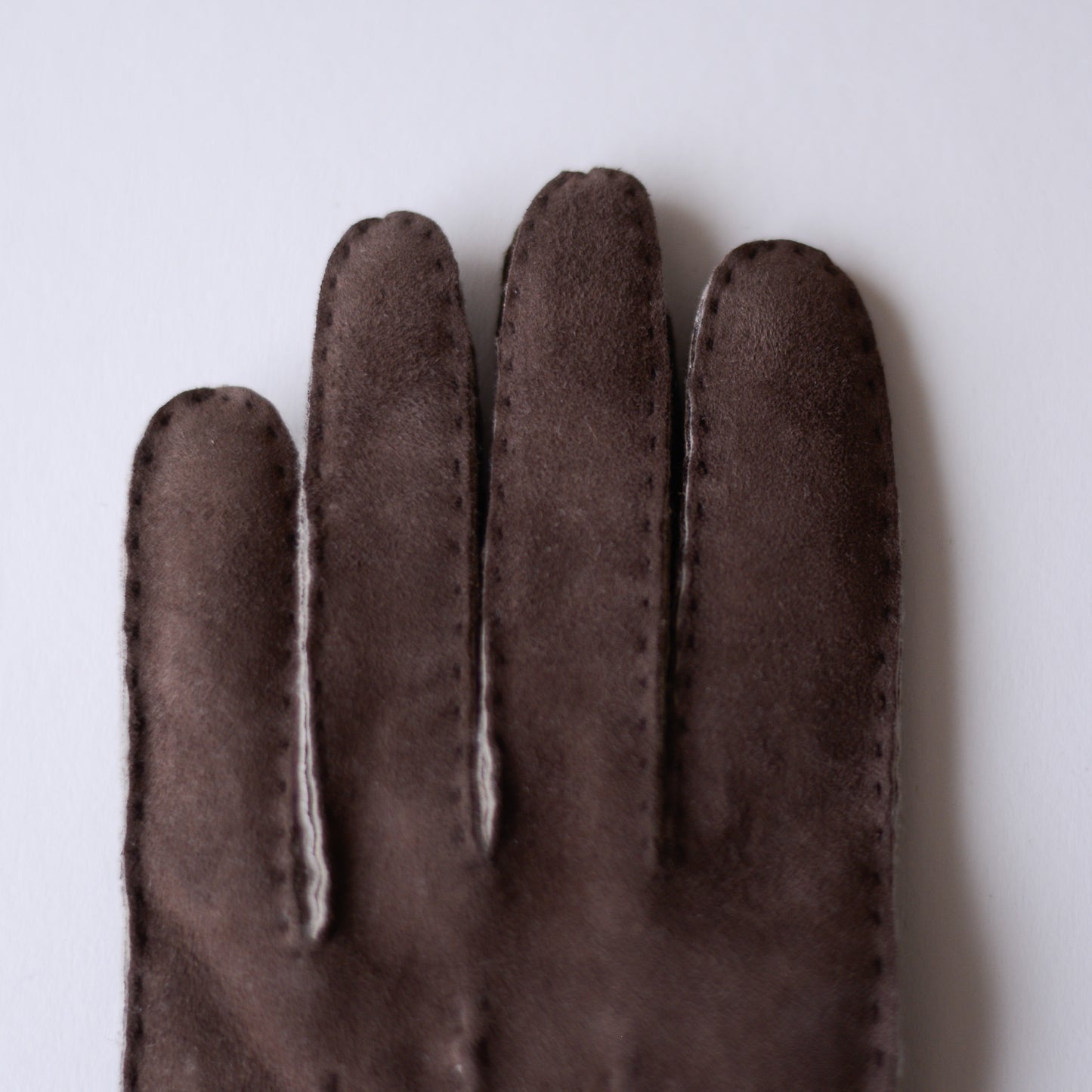 Curly Shearling Leather Gloves Brown