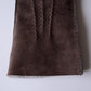 Curly Shearling Leather Gloves Brown