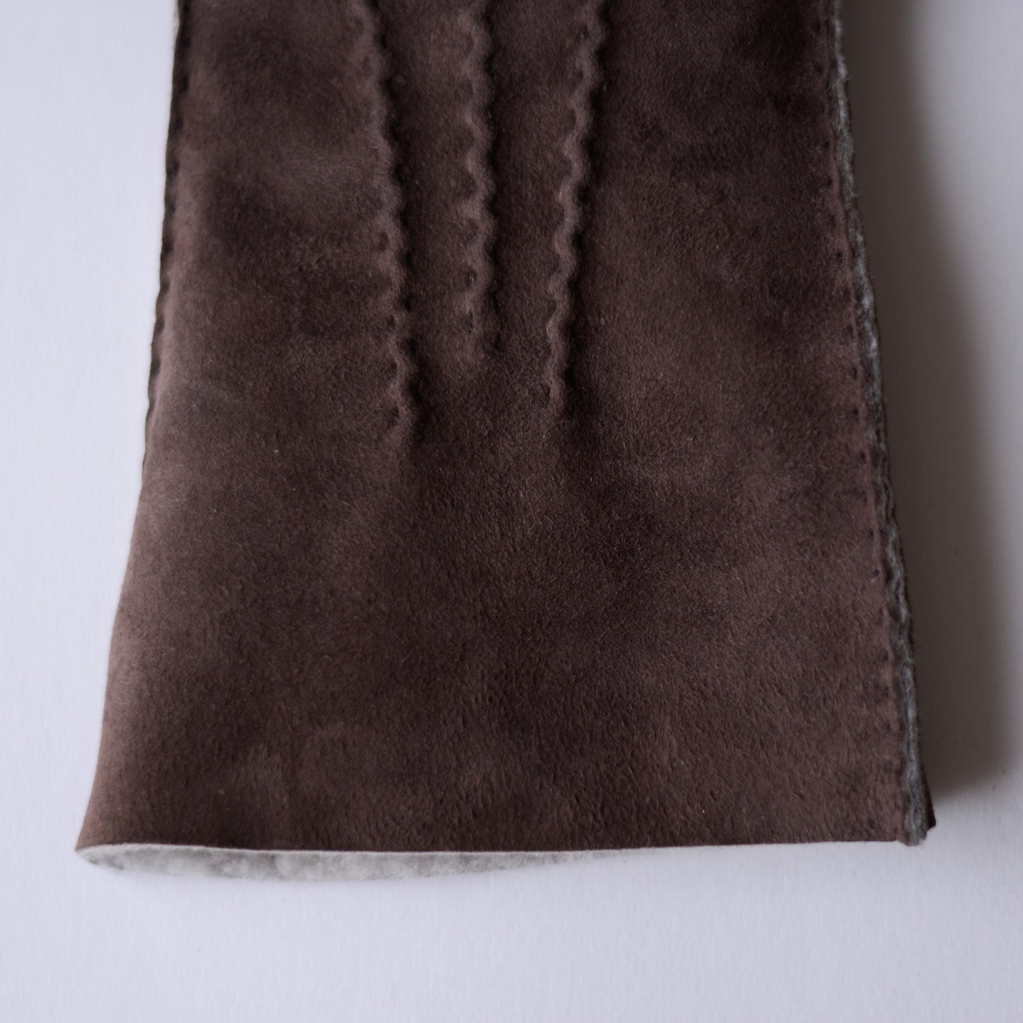 Curly Shearling Leather Gloves Brown