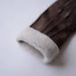 Curly Shearling Leather Gloves Brown