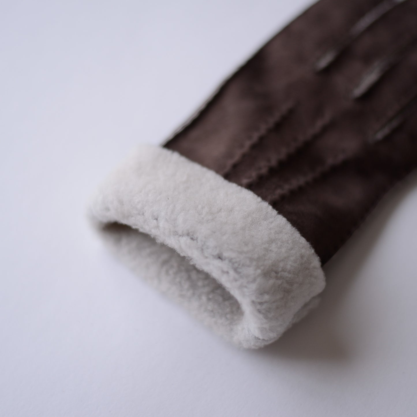 Curly Shearling Leather Gloves Brown