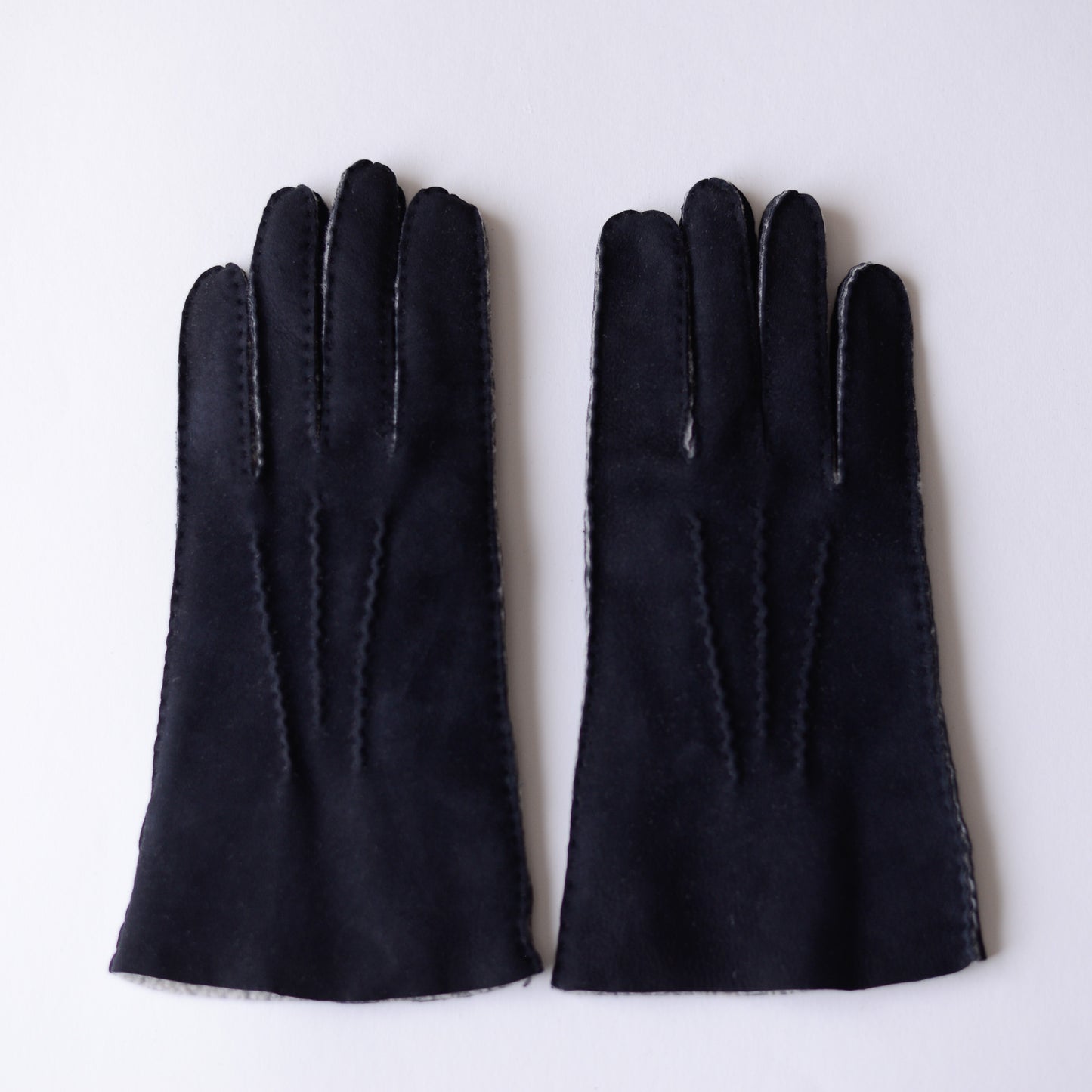 Curly Shearling Leather Gloves Black