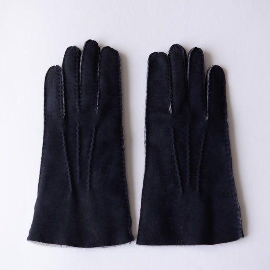 Curly Shearling Leather Gloves Black