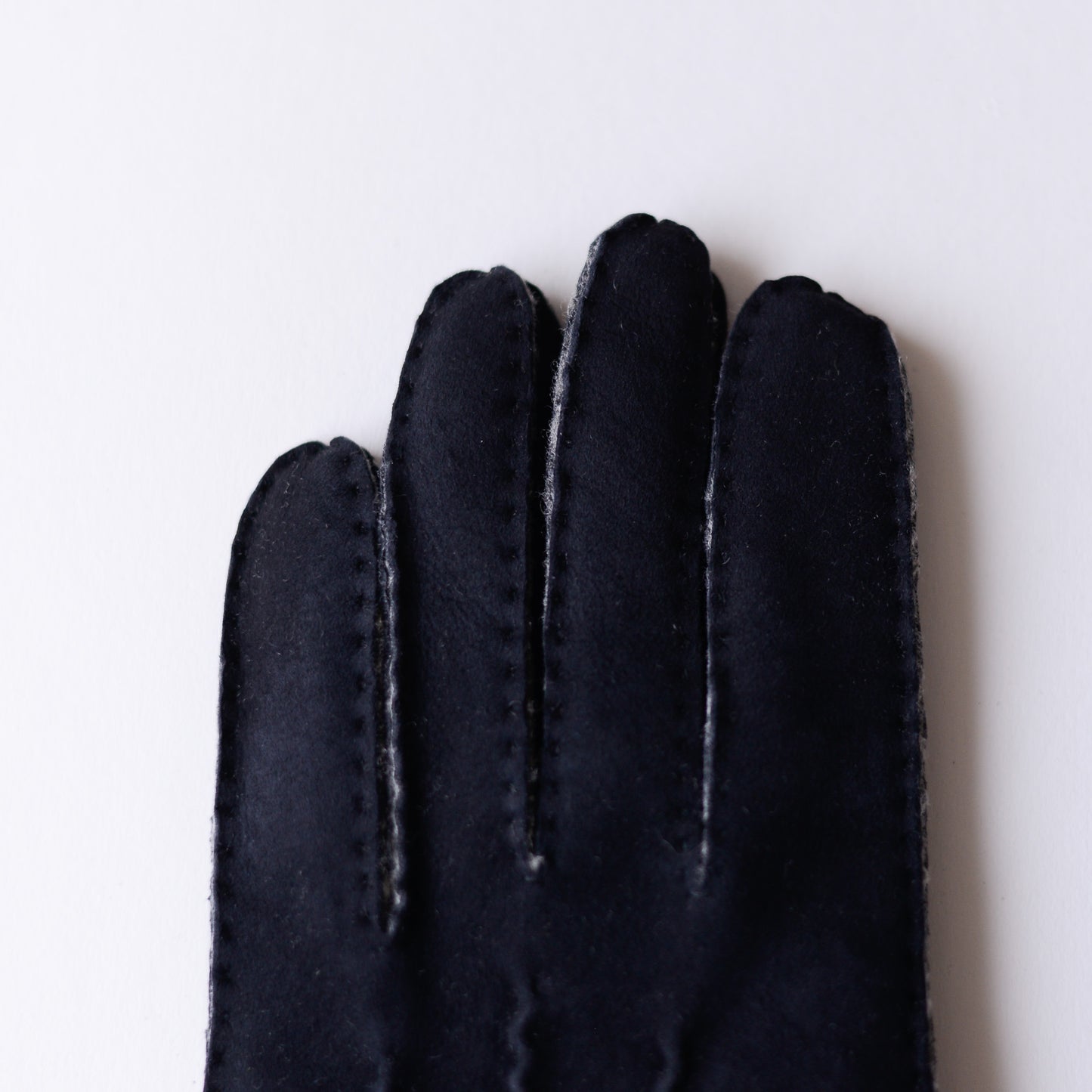 Curly Shearling Leather Gloves Black