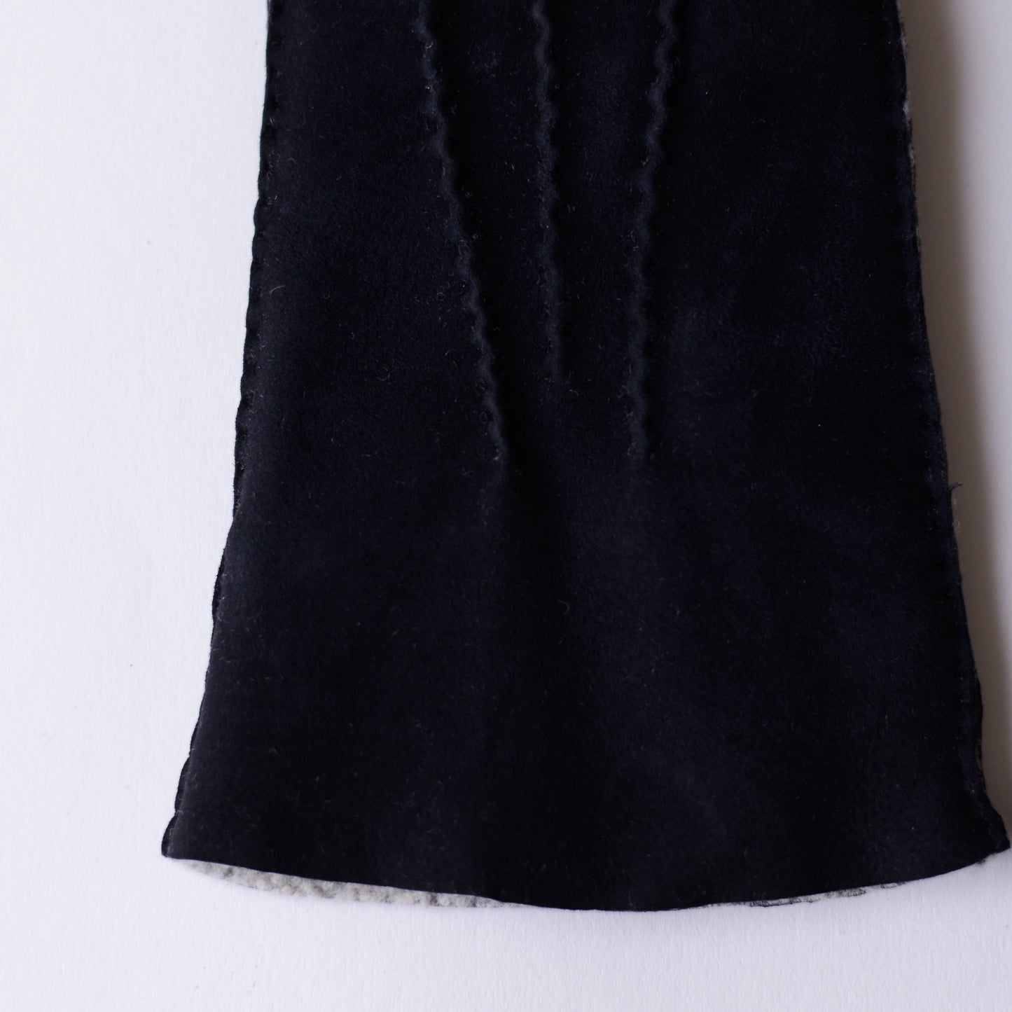 Curly Shearling Leather Gloves Black