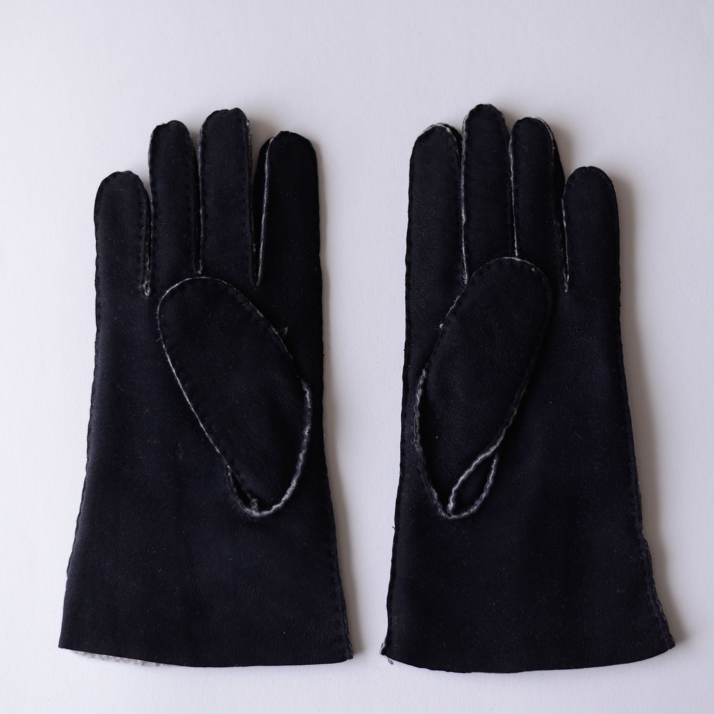 Curly Shearling Leather Gloves Black