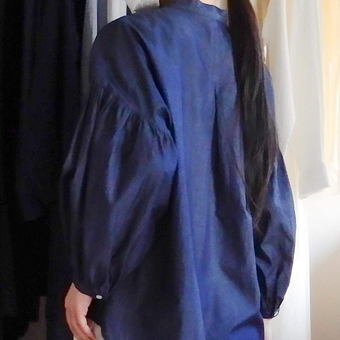 コットンパフスリーブブラウス Indigo