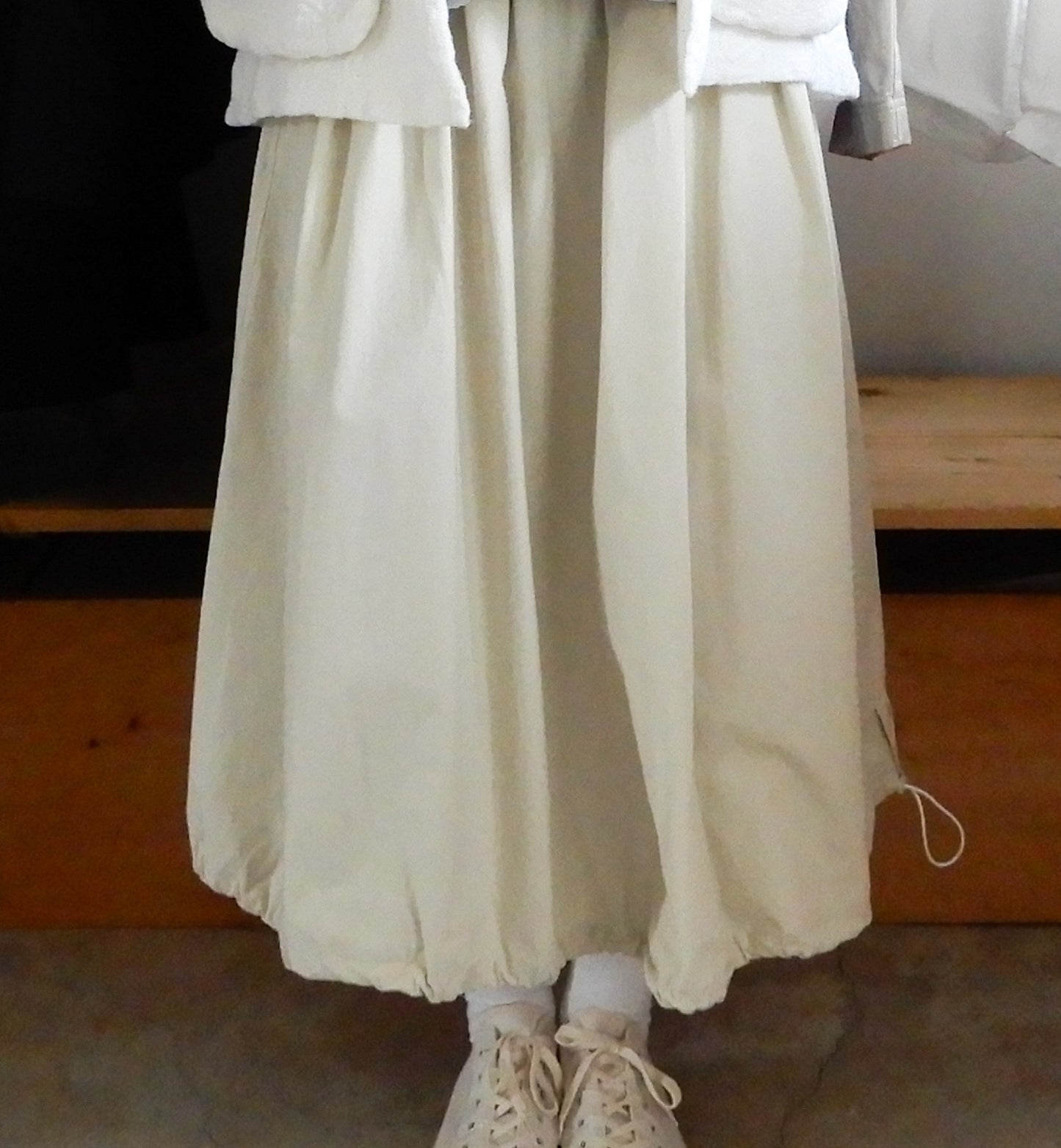 Cotton Parachute Skirt in Ivory