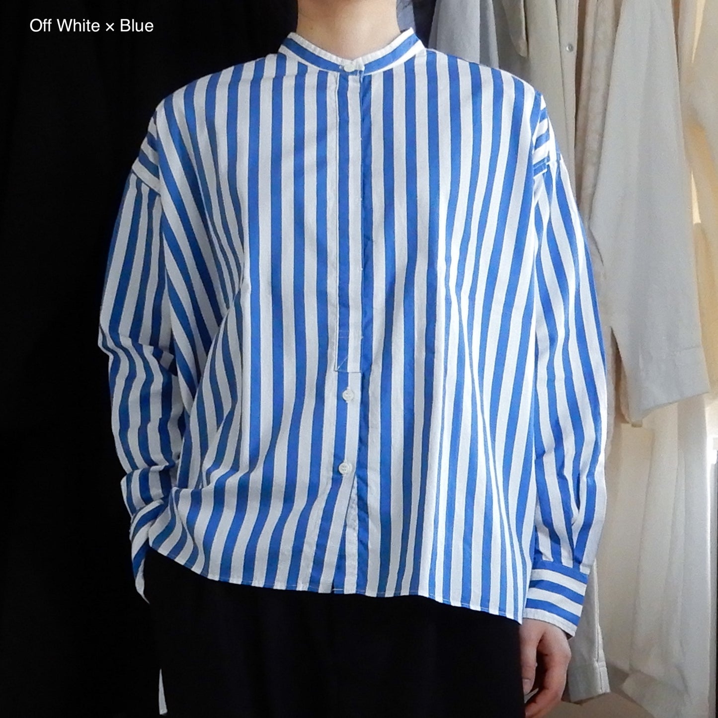 Cotton band collar striped shirt Off White x Brown