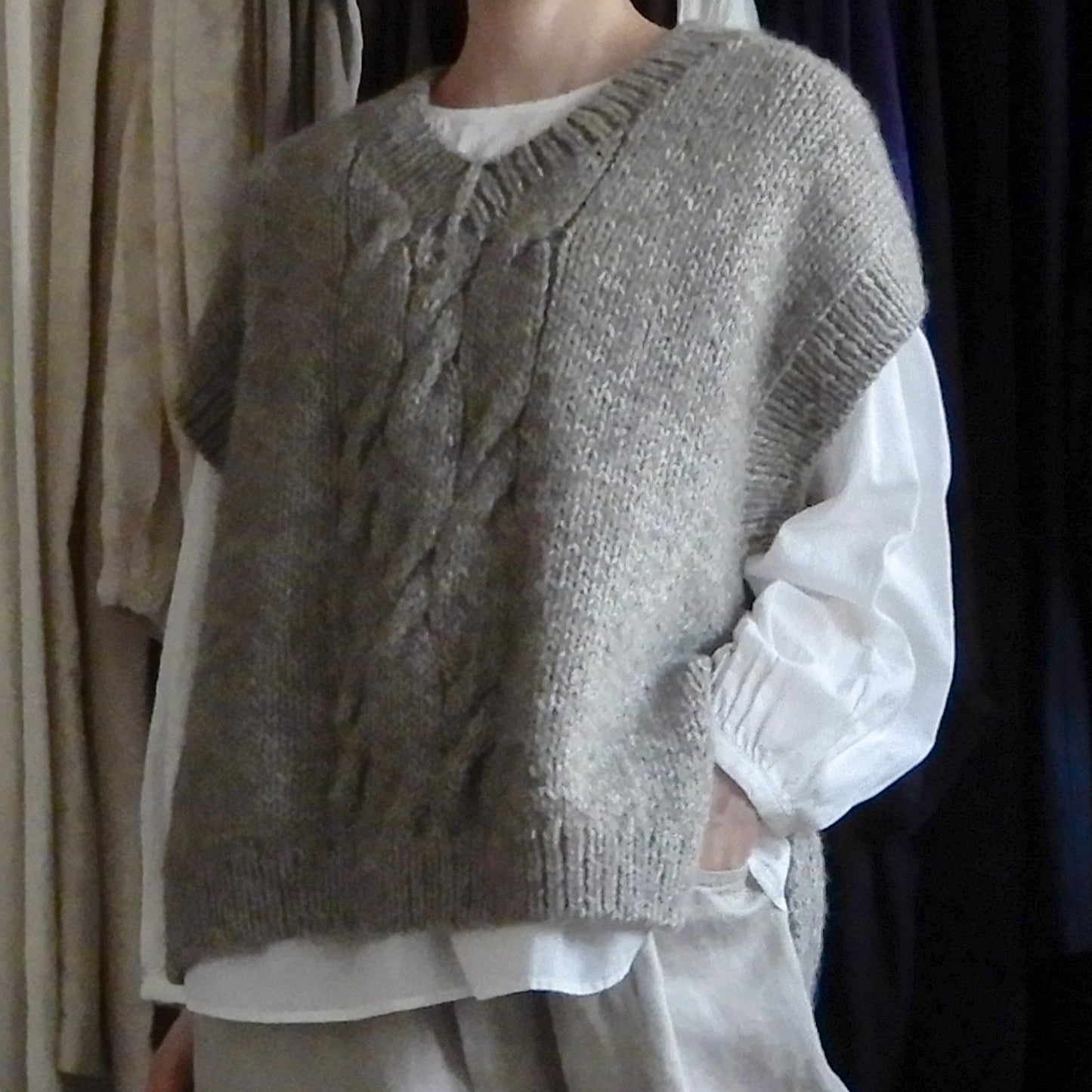 Baby Alpaca Cable Vest Brown