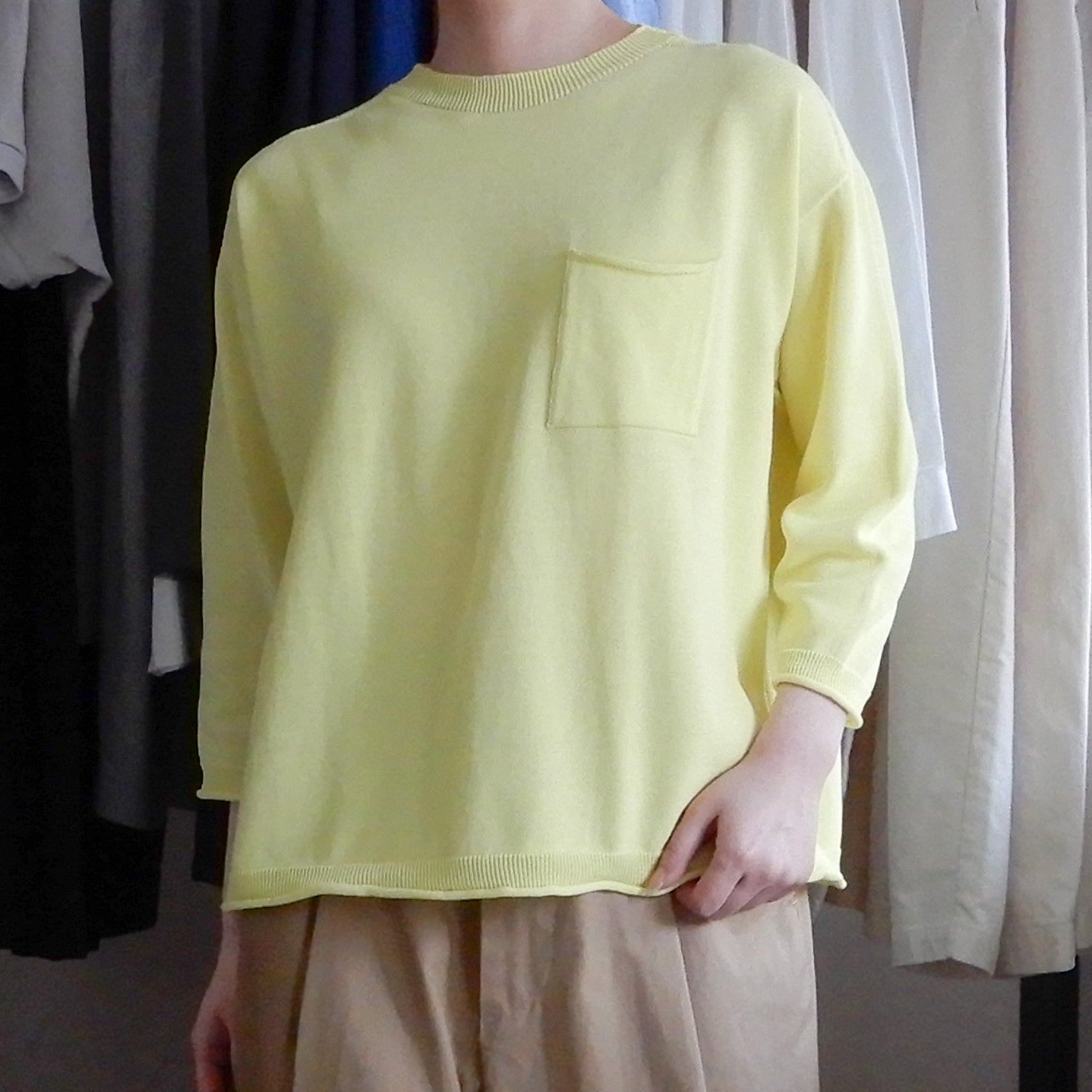 コットンホールガーメントポケットプルオーバーYellow