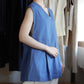 リネンレーヨンVネックタックプルオーバー Blue