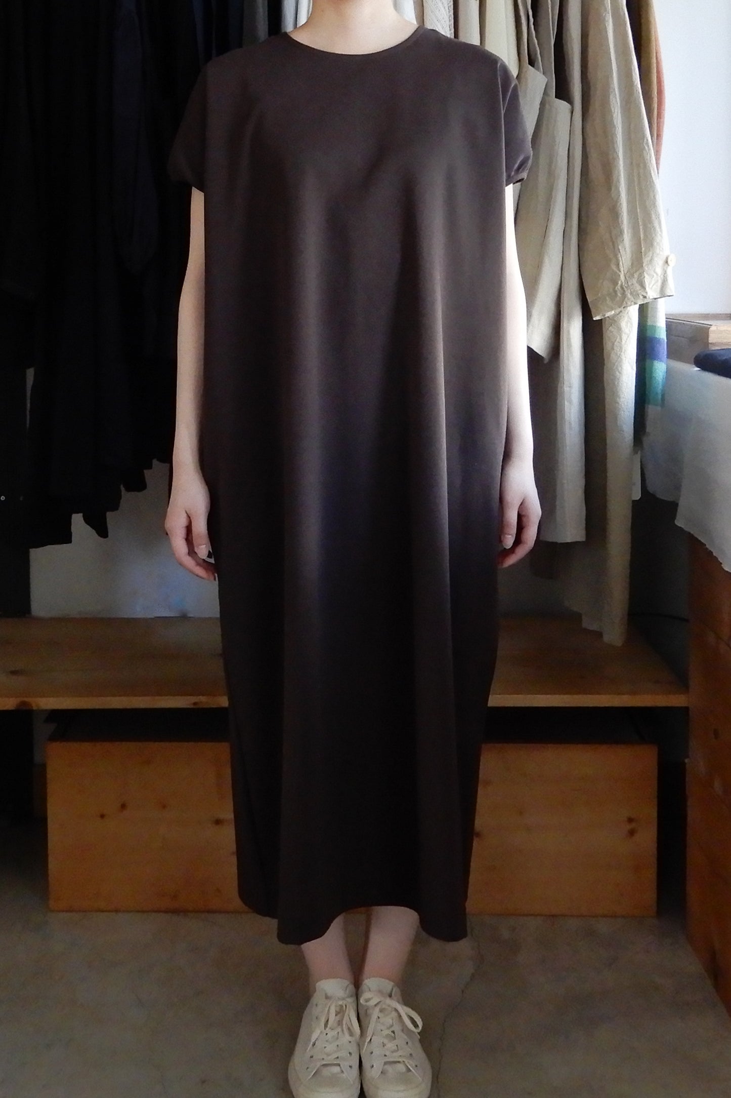 コットンプチスリーブワンピース Brown