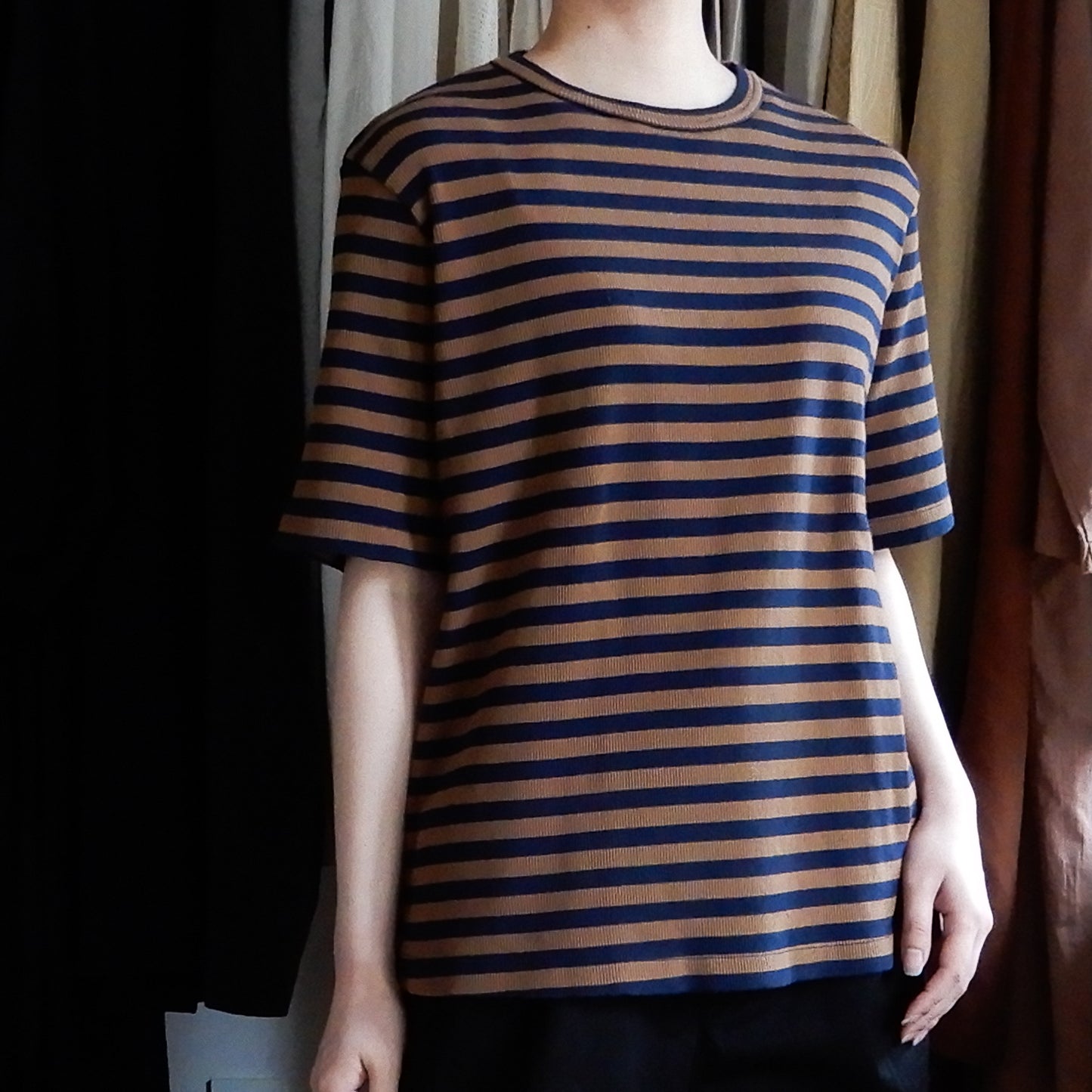 コットンボーダープルオーバー Brown × Black