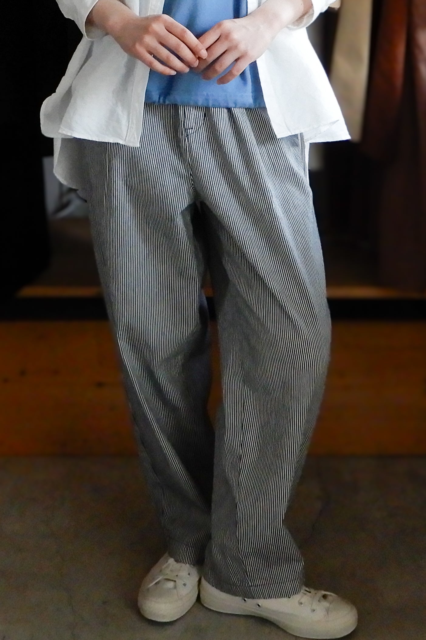 Cotton Hickory Denim Pants Off White x Indigo