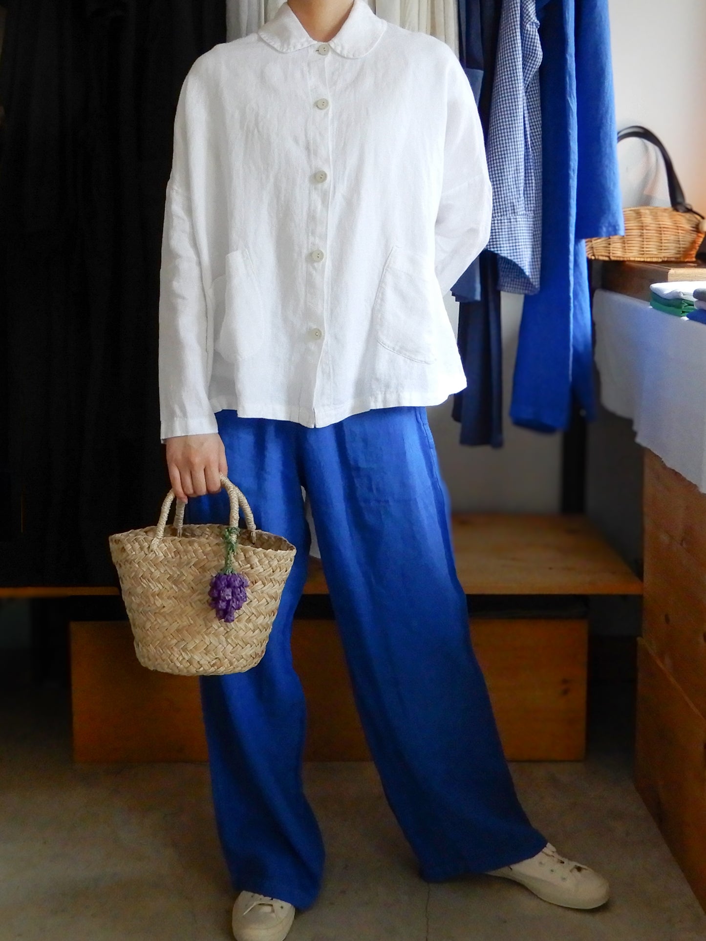 リネンストレートパンツ Blue