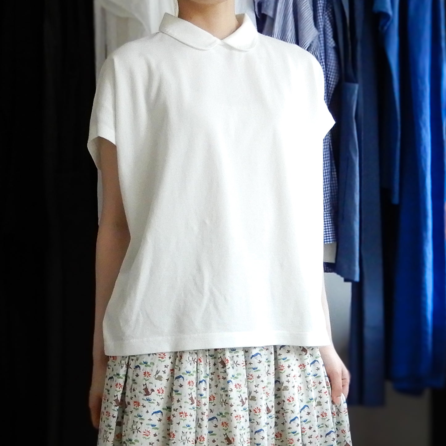 コットン鹿子ラウンドカラープルオーバー Off White