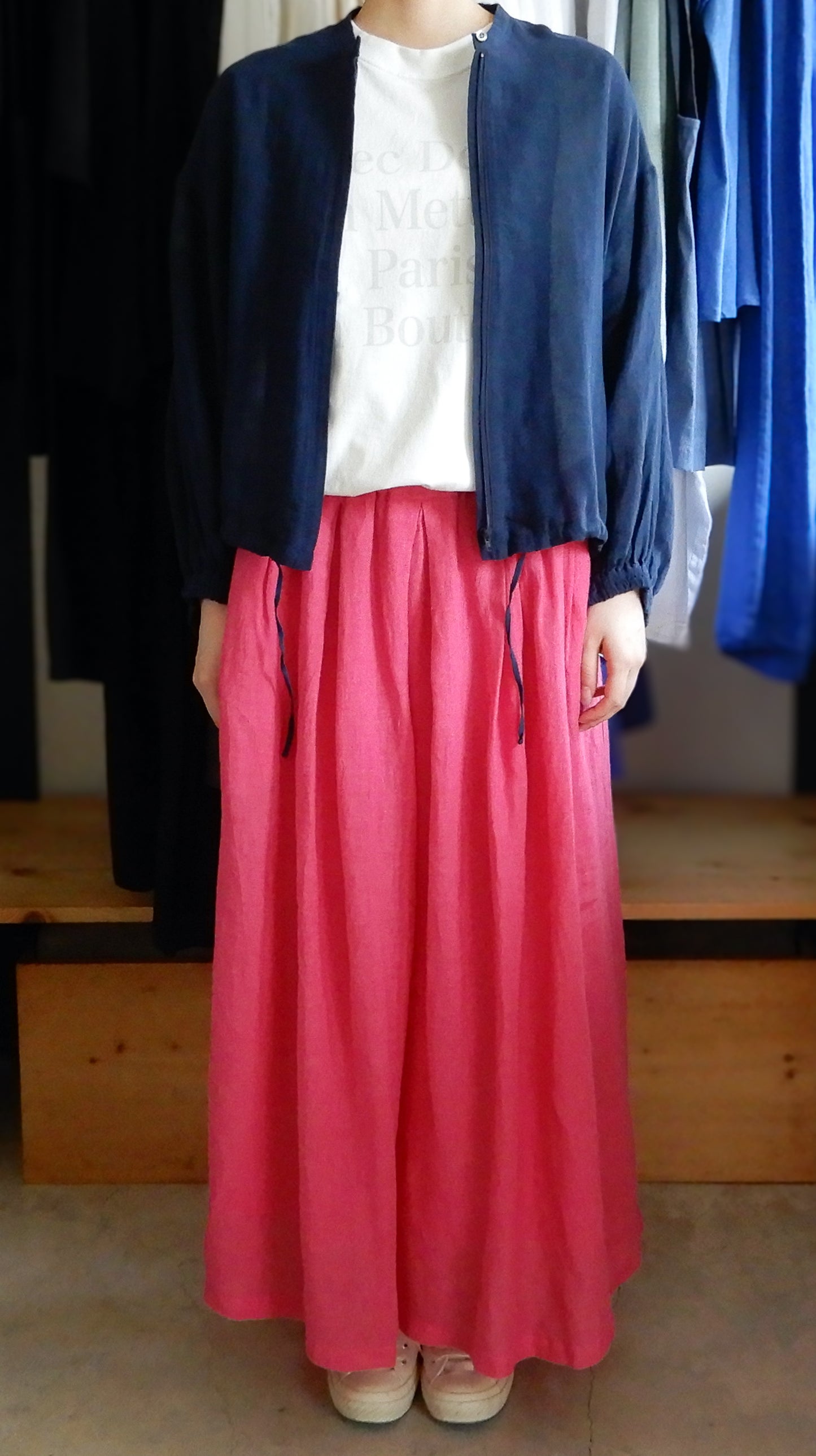 リネンランダムタックイージースカート Pink
