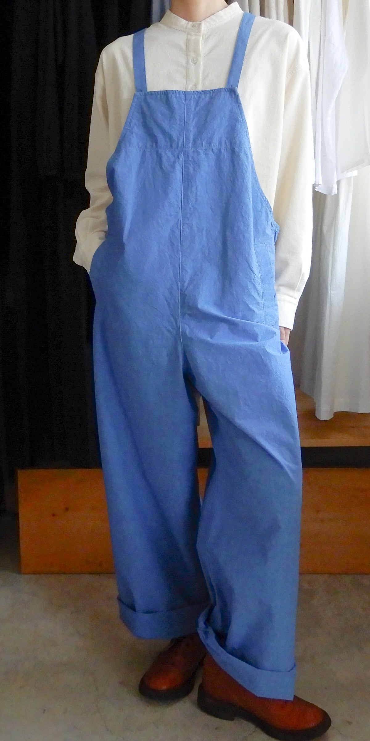 コットンリネンサロペット Blue