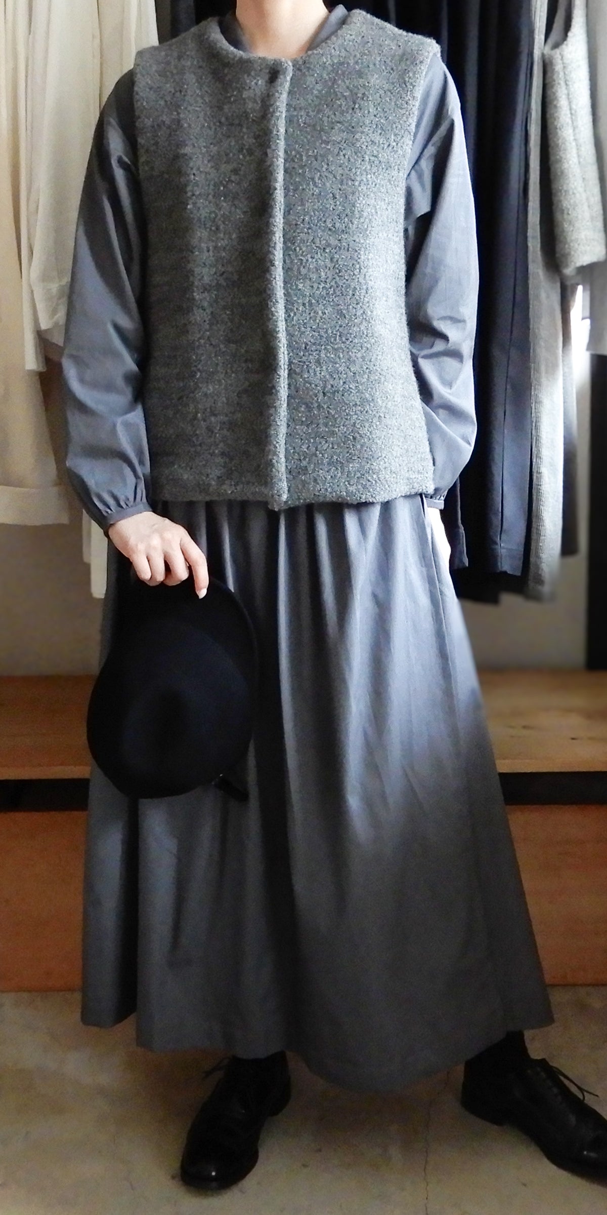 ショールカラーカシュクールワンピース Charcoal Gray